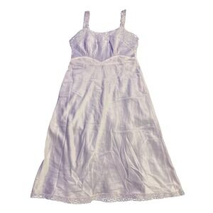 Vintage Colony Club Double Exposure White Satin Lace Full Slip Nightgown
